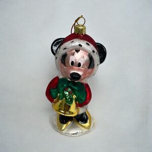 Disney Minnie Mouse Glass Christmas Ornament Santa Hat Holiday Tree Decor